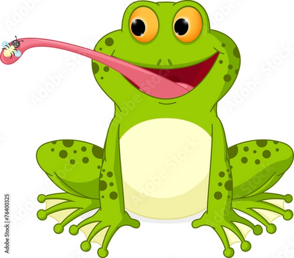 Obraz Happy Frog Cartoon Catching Fly