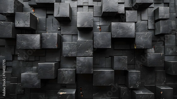 Fototapeta Artistic stack of monochromatic textured cubes creating a visually engaging wall design