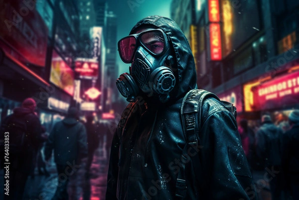 Fototapeta Cyberpunk person fantasy concept illustration created with generative AI