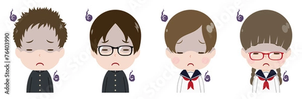 Obraz 学生　顔　セット　落ち込む