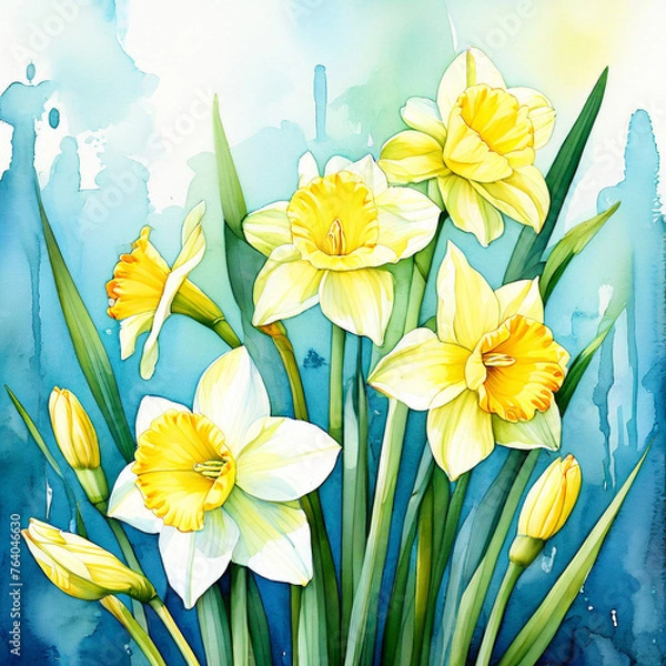 Obraz  Spring  composition of daffodil flowers 