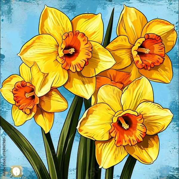 Obraz  Spring  composition of daffodil flowers 