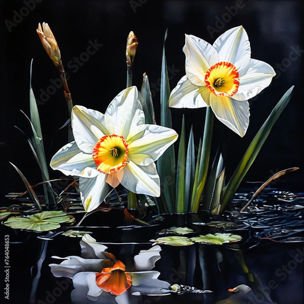 Obraz  Spring  composition of daffodil flowers 