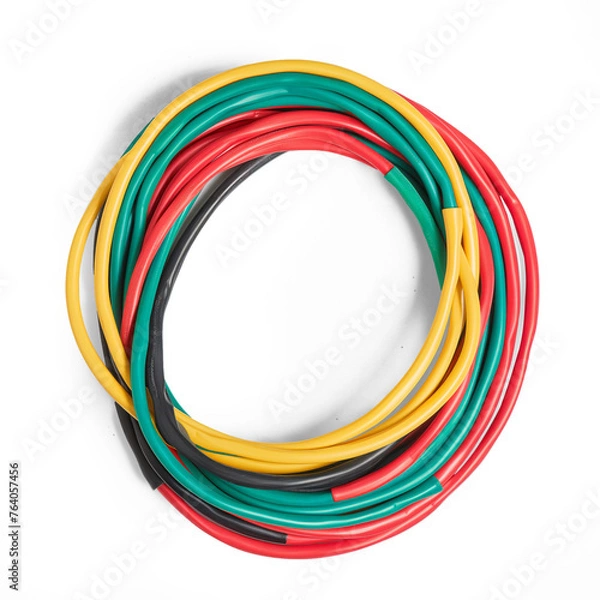 Fototapeta Isolated jumper cables showcased in high resolution against a white backdrop.