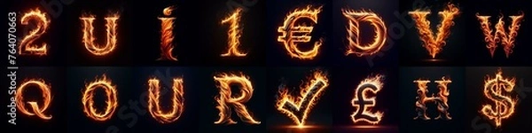 Fototapeta flmmable 3D Lettering Typeface. AI generated illustration