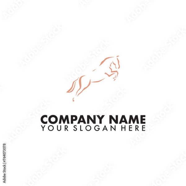 Fototapeta Jumping horse logo design vector on isolated background.