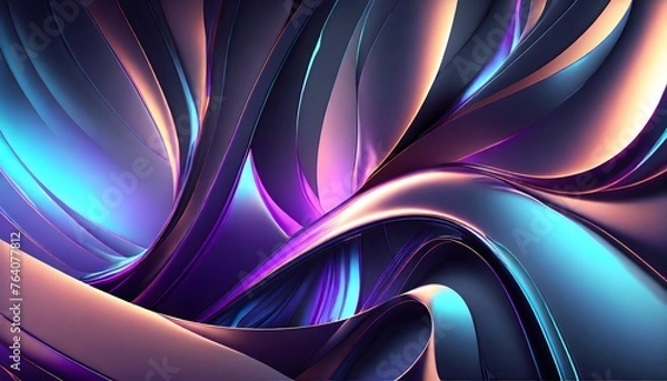 Obraz Iridescent organic and metallic shapes with soft movement and flow. Abstract background. Banner heade image.