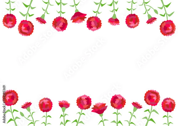 Obraz 赤いカーネーションのフレームイラスト