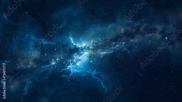 Obraz A blue sky with a large cloud and many stars