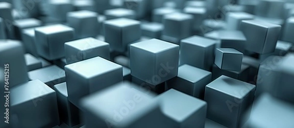 Fototapeta Abstract 3d illustration. White grey blocks cubes background