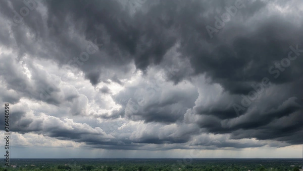 Fototapeta Panorama view of overcast sky Dramatic gray sky