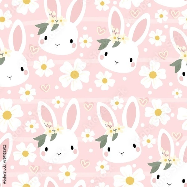 Fototapeta Seamless easter pattern with rabbits