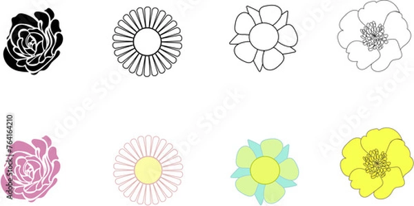 Fototapeta set of flowers - planche de fleurs