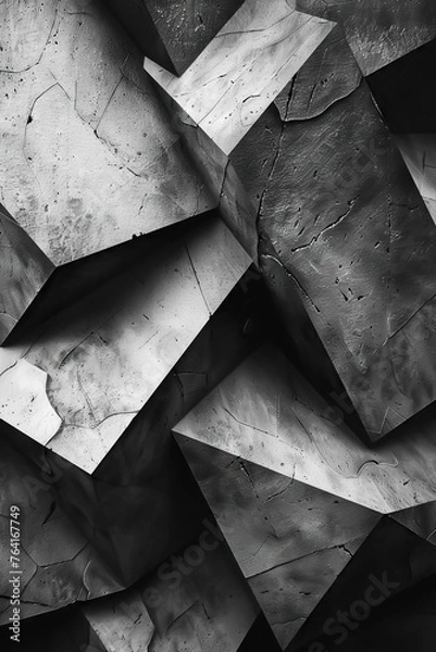 Obraz Monochrome geometric shapes with varying textures, creating a captivating abstract pattern