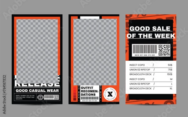 Fototapeta Hype social media post template set. Modern social media post bundle vector, Design editable template for social Template