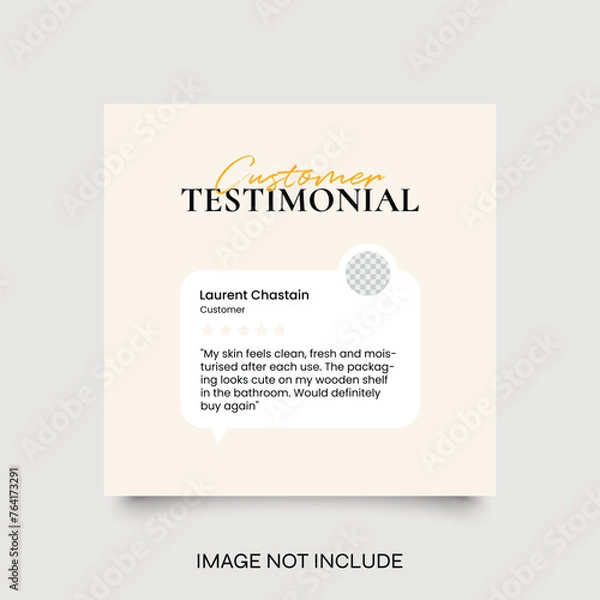Fototapeta Creative Testimonial Social Media Template, What our Clients Say, Quote, Review, Feedback, Infographic Template, Label, Editable Vector Illustration