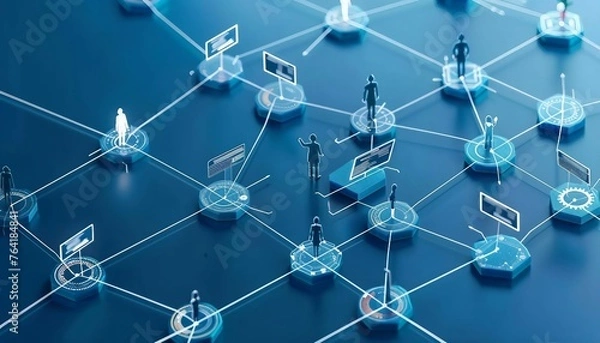 Obraz Stakeholder Engagement and Communication, stakeholder engagement and communication in project planning with an image depicting project managers interacting with stakeholders, AI