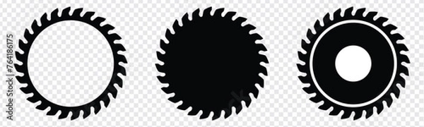 Fototapeta Circular saw blade for cutting wood. Flat icon. Silhouette vector
