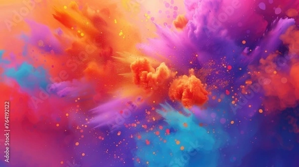 Obraz illustration of abstract colorful Happy Holi background card design for color festival of India celebration greetings