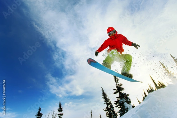Obraz Snowboarder jumping