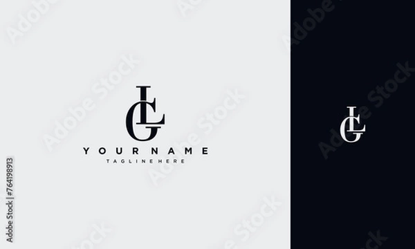 Fototapeta initial letter lg or gl  joined,logo Typography Vector design Template