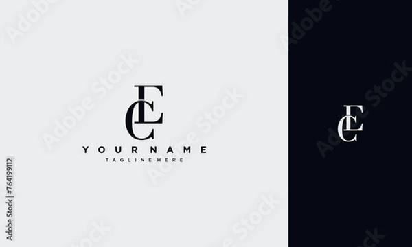 Fototapeta initial letter ec or ce  joined,logo Typography Vector design Template