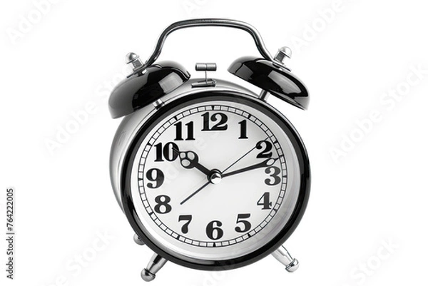 Fototapeta Alarm clock ringing on studio lights. Isolated on a pure white background