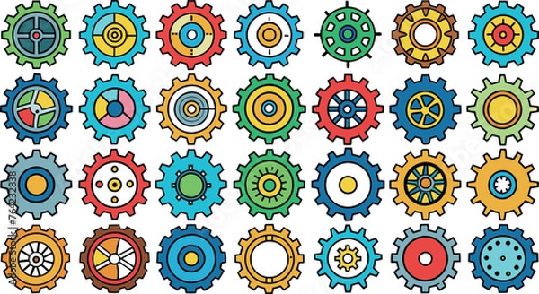 Fototapeta gear wheels icons in flat style