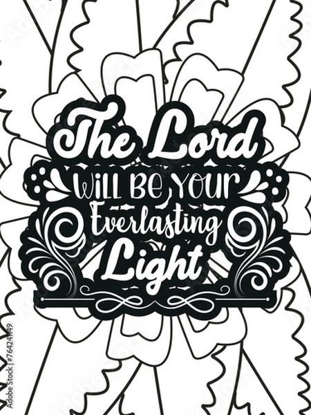Fototapeta Religious quotes Coloring Book Pages Religious quotes for  Relaxation and Stress Relief on Flowers Patterns