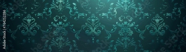 Fototapeta a seamless pattern of turquoise damask wallpaper, the background is seamless and repeating, with an aged look and subtle grunge effect