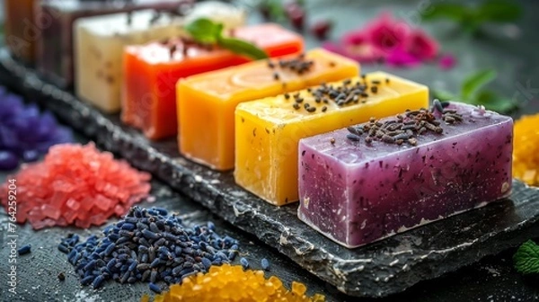 Fototapeta Two Soaps on Wooden Table