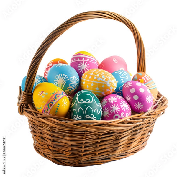 Obraz Easter basket full of colored eggs.