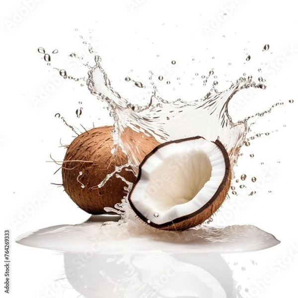 Obraz Coconut juice splashing isolated on white background