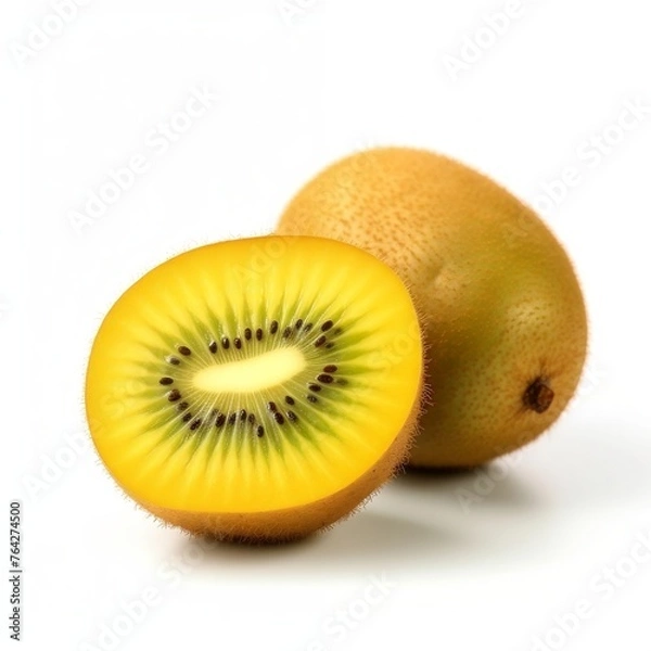 Obraz Yellow Kiwi fruit with cut in half isolated on white background