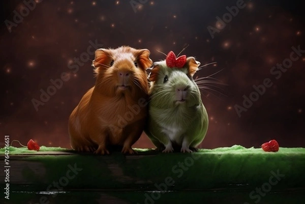 Obraz the guinea pigs look like they are sitting on Valentine's Day.