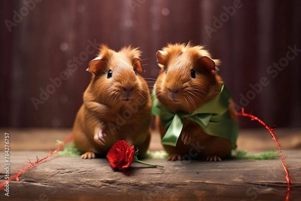 Obraz the guinea pigs look like they are sitting on Valentine's Day.