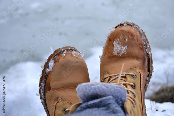 Obraz Feet in boots close-up