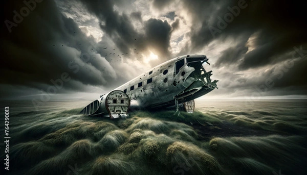 Fototapeta a large airplane sitting on top of a body of water