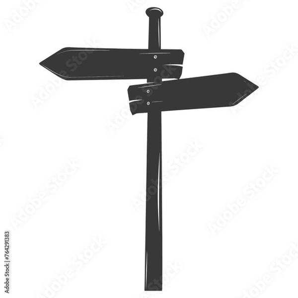 Fototapeta Silhouette steel directional signboard black color only