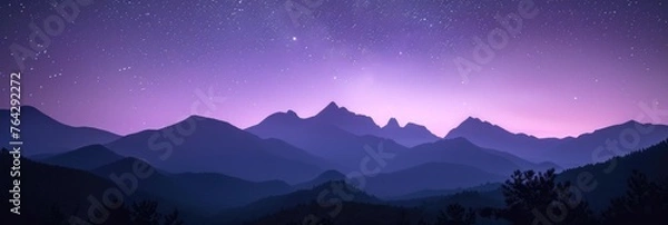 Fototapeta Starry Twilight above Serene Mountain Range