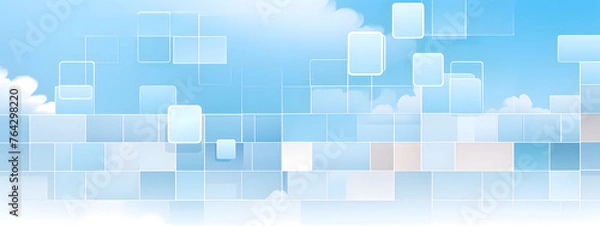 Fototapeta Blue background banner with abstract geometric shapes and lines, modern design for corporate presentation or business poster vector illustration