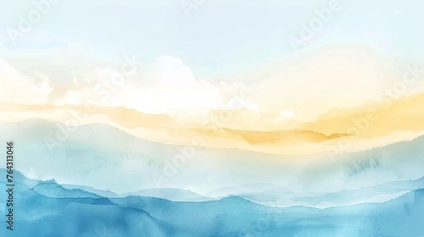 Obraz Pastel blue gradients transitioning into cozy yellow undertones  AI generated illustration