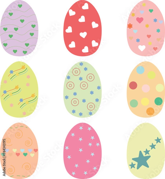 Obraz Set of painted Easter eggs on isolated background, Happy Easter
