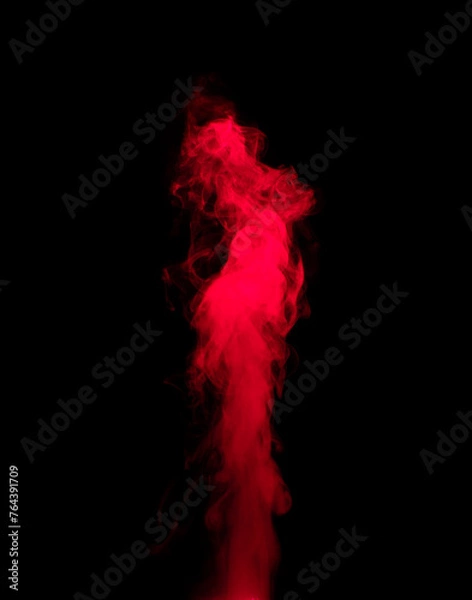 Fototapeta Abstract background of chaotically mixing puffs of red smoke on a dark background