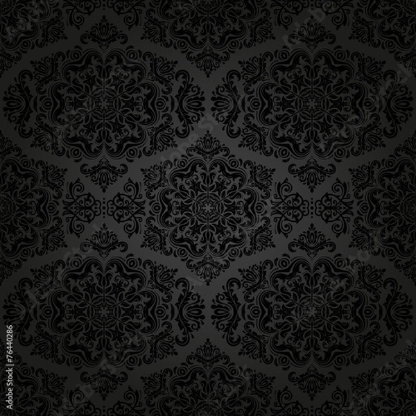 Fototapeta Damask Seamless Vector Pattern. Orient Dark Background