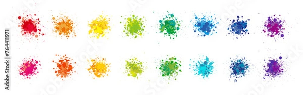 Obraz 虹色カラフルなペンキしぶき（インク飛び散り）