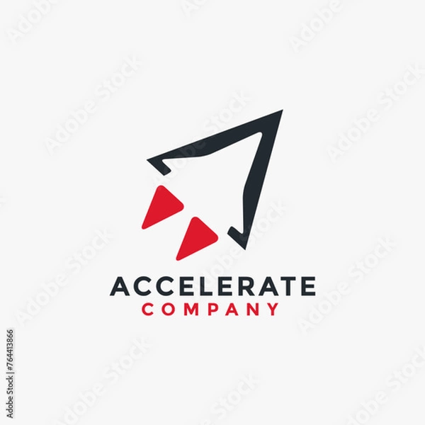 Fototapeta abstract minimalist accelerate rocket logo icon vector template with negative space style on white background