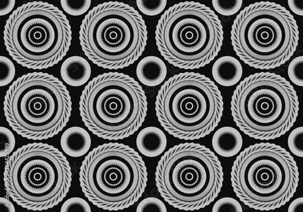 Fototapeta black and white circle seamless pattern