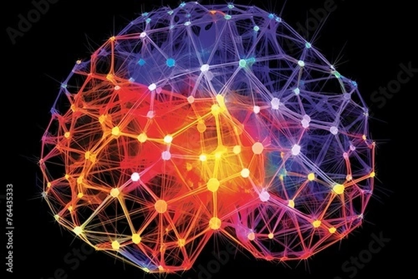 Fototapeta Design a captivating connectome representation: a vibrant, glowing orb or complex geometric structure serves as the central focus, radiating energy to symbolize the brain's importance.
