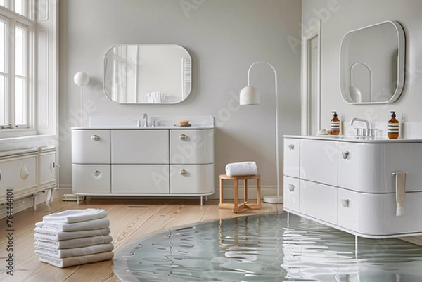 Fototapeta Sleek Modern Bathroom Interior, Where Style Meets Function in Home Design